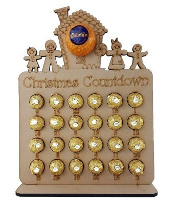 6mm Gingerbread Family & House Chocolate Orange and Ferrero Rocher Holder Advent Calendar
